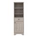 FM Furniture Alaska Tall Linen Cabinet, With Three Storage Shelves, Single Door Cabinet - Grey