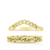 Sterling Forever Sterling Silver Figaro & Curb Chain Link Ring Set - Gold - 7