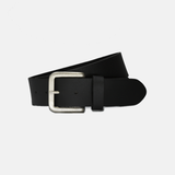 Curated Basics Wide Black Leather on Steel Buckle Belt - Black - L