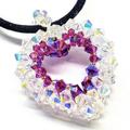 Alexa Martha Designs Beaded Open 3-D Crystal Heart Necklace - Pink