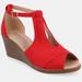 Journee Collection Women's Tru Comfort Foam Narrow Width Kedzie Wedge Sandals - Red - 9