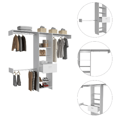 FM Furniture Cross Closet System - White