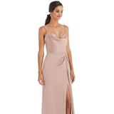 Dessy Collection Cowl-Neck Draped Wrap Maxi Dress With Front Slit - 3072 - Pink - 4