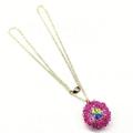 Alexa Martha Designs Pink Beaded Super Sparkly Rivoli Crystal Necklace - Gold