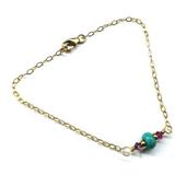 Alexa Martha Designs 14K Gold Filled Pink and Turquoise Gemstone Dainty Bracelet - Gold