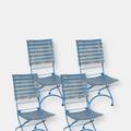 Sunnydaze Decor Cafe Couleur Folding Chestnut Wooden Folding Chair - Blue - 4 PACK