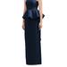 Alfred Sung Strapless Satin Maxi Dress With Cascade Ruffle Peplum Detail - D858 - Blue