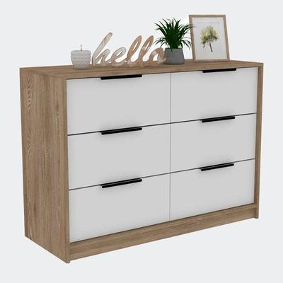 FM Furniture Marion Slide And Pull Dresser, Six Drawers - White