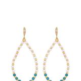 Ettika Turquoise and Pearl Teardrop 18k Gold Plated Drop Earrings - Blue - OS