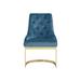 Chic Home Design Gwen Dining Side Accent Chair Button Tufted Velvet Upholstery Half-Moon Silver Plated Solid Metal U-Shaped Base - Set Of 2, Modern Contemporary - Blue