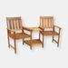 Sunnydaze Decor Sunnydaze Meranti Wood Patio Jack-and-Jill Chairs with Attached Table - Brown