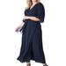 Standards & Practices Women's Plus Size Sparkler Print Kimono Wrap Maxi Dress - Blue