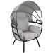 Sunnydaze Decor Modern Luxury Patio Lounge Chair with Retractable Shade - Grey