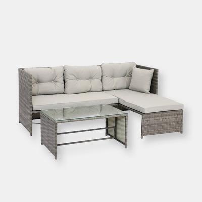Sunnydaze Decor Longford Patio Sectional Sofa Set With Cushions - Stone Gray Cushions - Grey