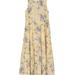 Simple Retro Alaia Floral Printed Yellow Midi Tiered Dress - Brown - M