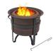 Sunnydaze Decor Steel Cauldron-Style Smokeless Fire Pit With Poker - Brown