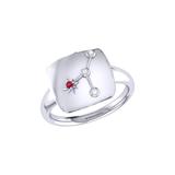 LuvMyJewelry Cancer Crab Ruby & Diamond Constellation Signet Ring In Sterling Silver - Grey - 9.5