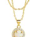 Sterling Forever Fabienne CZ & Opal Charm Layered Necklace - Yellow