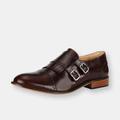 LIBERTYZENO Auburn Leather Oxford Style Monk Straps - Brown - 7