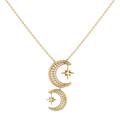 LuvMyJewelry Twin Nights Crescent Diamond Necklace In 14K Yellow Gold Vermeil On Sterling Silver - Gold