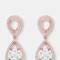Genevive Genevive Sterling Silver Rose Gold Plated Howlite Cubic Zirconia Halo Drop Earrings - Pink - 13.48 W X 35.43 L X 3.38 D