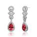 Genevive Cubic Zirconia Sterling Silver Yellow, red, green or Clear Cubic Zirconia Dangle Earrings - Red - 46.5MM