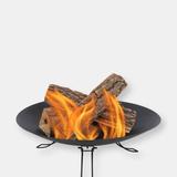 Sunnydaze Decor 24" Fire Pit Steel Folding Portable Wood Burning Outdoor Patio Fireplace - Black