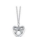 Genevive Sterling Silver Rhodium Plated and Cubic Zirconia Heart Necklace - Grey - 18