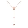 LuvMyJewelry Raindrop Drip Diamond Y Necklace In 14K Rose Gold Vermeil On Sterling Silver - Pink