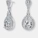 Genevive Genevive Sterling Silver Multi Shaped Cubic Zirconia Dangle Earrings - Grey - 11.6MM W X 28MM L X 4.6MM D