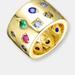 Rachel Glauber Gold Plated Multi Colored Cubic Zirconia Wide Band Ring - Gold - 8