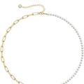 Rachel Glauber Rachel Glauber 14K Gold Plated Initial Pearl Link Chain Necklace - Gold - Y