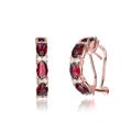 Genevive 18K Rose Gold Plated With Emerald & Diamond Cubic Zirconia Half Hoop Earrings In Sterling Silver - Red