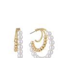 Ettika Pearl and 18kt Gold Plated Beaded Hoop Earrings - Gold - OS