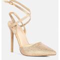 Rag & Co Charmer Rhinestone Embellished Stiletto Sandals In Champagne - Brown - US 10