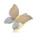 Genevive Genevive Sterling Silver 14k Gold Plated with Diamond Cubic ZIrconia Large Garden Butterfly Ring - Gold - 6