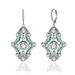 Genevive Sterling Silver White Gold Plated With Colored Cubic Zirconia Art Deco Lever Back Earrings - Green