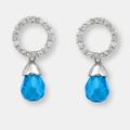 Genevive Genevive Sterling Silver Blue Topaz Cubic Zirconia Teardrop Earrings - Blue - 9.5MM W X 20MM L X 2.79 D