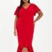 Quiz Plus Size V-Neck Frill Hem Midi Dress - Red