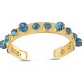 LuvMyJewelry Sea Breeze Turquoise Studded Cuff In 14K Yellow Gold Plated Sterling Silver - Gold - S