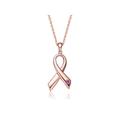 Rachel Glauber Teens/Young Adults 18K Rose Gold Plated Ribbon Pendant Necklace - Pink