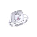 LuvMyJewelry Libra Scales Pink Tourmaline & Diamond Constellation Signet Ring In Sterling Silver - Grey - 8