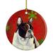 Caroline's Treasures French Bulldog Red and Green Snowflakes Holiday Christmas Ceramic Ornament