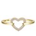 Rachel Glauber RG Kids/Teens 14k Gold Plated with Diamond Cubic Zirconia French Pave Heart Halo Bangle Bracelet - Gold