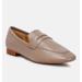 Rag & Co Liliana Taupe Classic Leather Penny Loafers - Brown - US 8