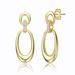 Genevive GV Sterling Silver 14k Yellow Gold Plated with Cubic Zirconia Oblong Chain Dangle Earrings - Gold - 30