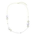 Genevive Sterling Silver Gold Plating Freshwater Pearl and CZ Station Necklace - Gold - 18