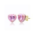 Rachel Glauber Young Adults/Teens 14k Yellow Gold Plated With Pink Cubic Zirconia And Pink Enamel Heart Stud Earrings - Pink