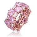 Genevive GV Sterling Silver 18k Rose Gold Plated with Pink Ice & Cubic Zirconia Chunky Double Row Eternity Band Ring - Pink - 6