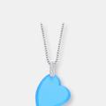 Genevive C.z. Sterling Silver Rhodium Plated Heart Shape Turquoise Mother Of Pearl Pendant - Blue - 18